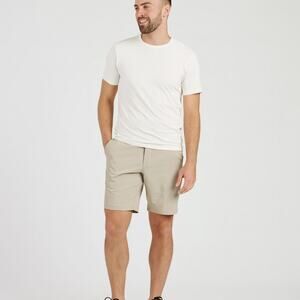 Vuori Men's SZ 34 Aim Shorts 8" In Khaki Lightweight 4-Way Stretch